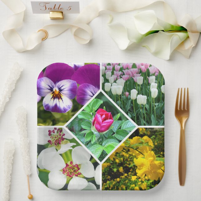 Spring Flowers Paper Plates (Wedding)
