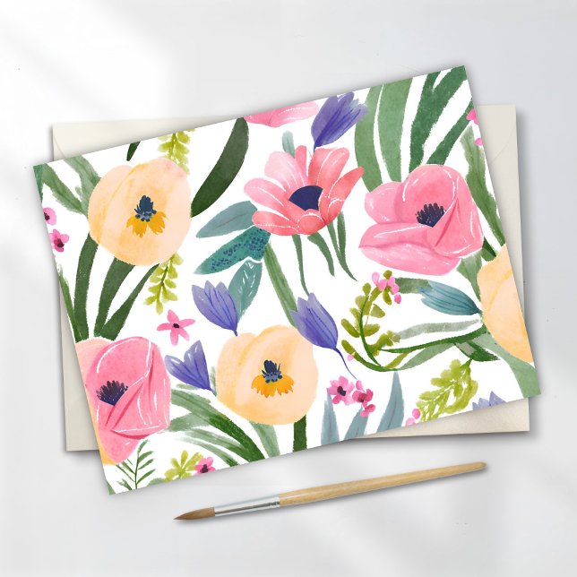 Spring Flowers | Pastel Floral Watercolor Postcard (Creator Uploaded)