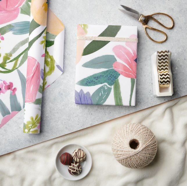 Spring Flowers | Pastel Floral Watercolor Wrapping Paper (Crafts)