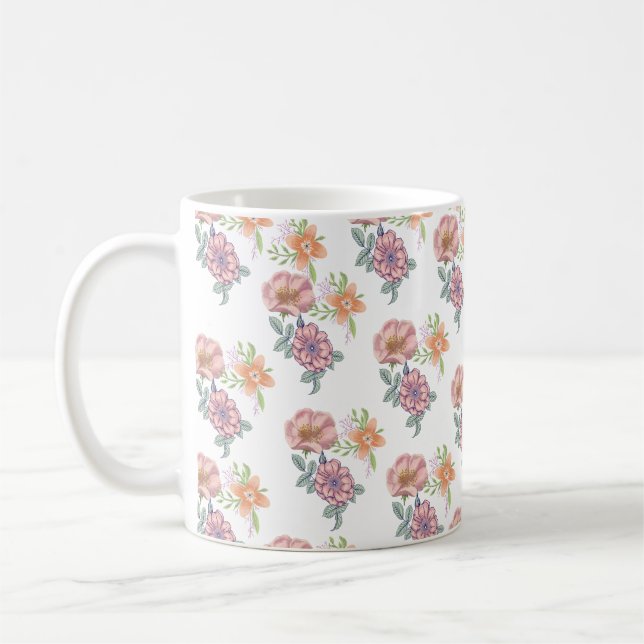 Spring Flowers Pattern Coffee Mug (Left)