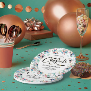 Spring flowers pattern Graduate typography Paper Plates