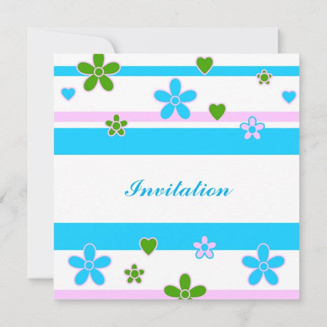 Spring Flowers Pattern Invitation (Back)