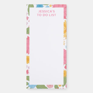 Spring Flowers Personalized Name Magnetic Notepad