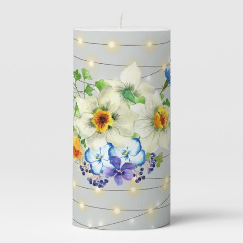 Spring Flowers Pillar Candle