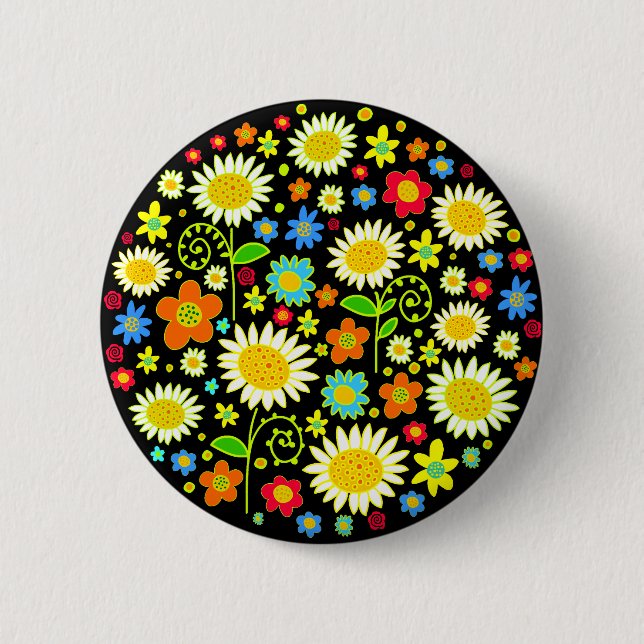 Spring Flowers Pinback Button (Front)