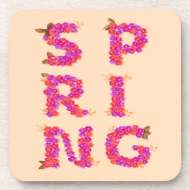 Spring Flowers Pink Beverage Coaster (Front)