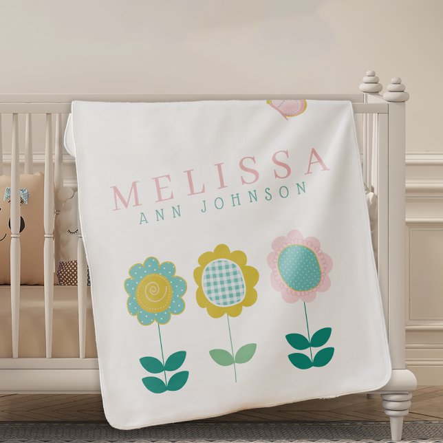 Spring Flowers Pink Butterfly Baby Blanket (Creator Uploaded)