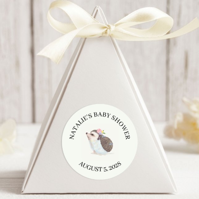 Spring Flowers Pink Butterfly Baby Shower Classic  Classic Round Sticker (Creator Uploaded)