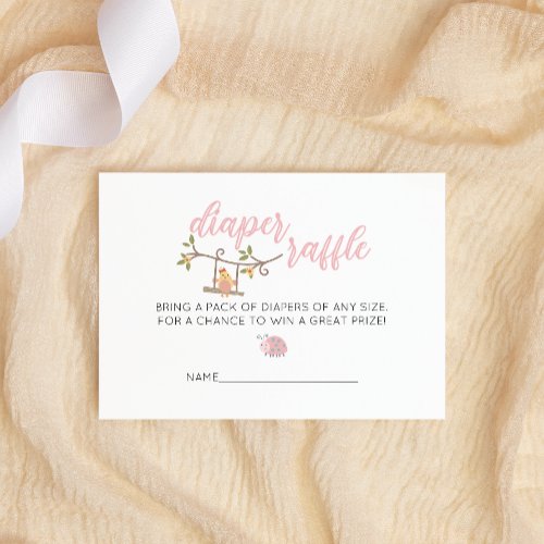 Spring Flowers Pink Butterfly Girl Diaper Raffle Enclosure Card