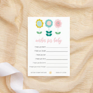 Spring Flowers Pink Butterfly Wishes for Baby Note Card