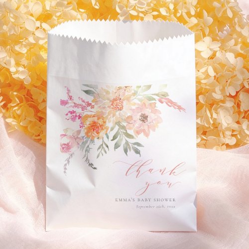 Spring Flowers Pink Girl Baby Shower Thank You Favor Bag