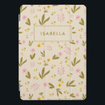 Spring Flowers Pink Green Floral Custom Name<br><div class="desc">Spring Flowers Pink Green Floral Custom Name Tablet Case</div>