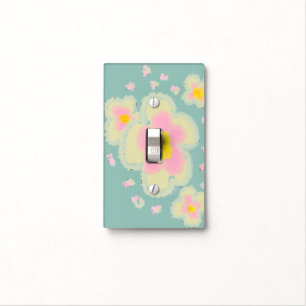 Spring Flowers (pink/teal green) Light Switch Cover