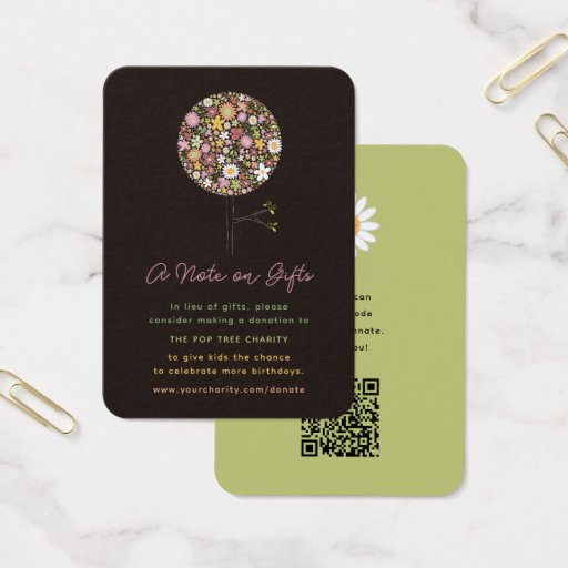 Customizable Spring Flowers Pop Tree Mini Save-the-Date Business Card Templates
