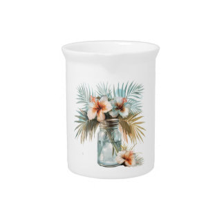 Spring Flowers Porcelain Pitcher