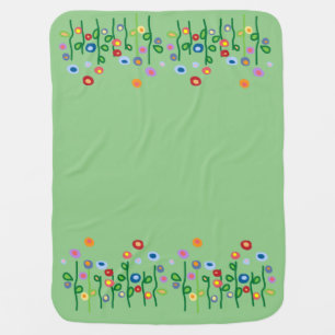 Spring flowers pretty art panels on mint green swaddle blanket