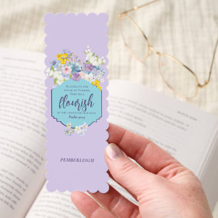 Spring Flowers Purple Personalized Bible Verse Bookmarks