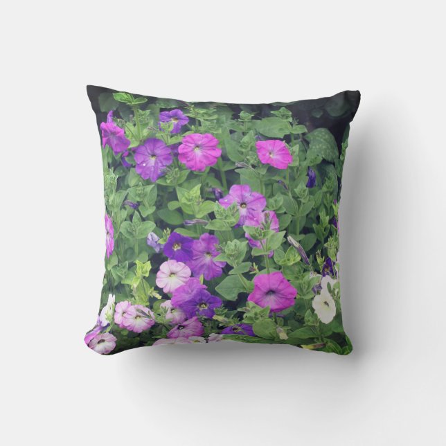 Spring Flowers Purple Petunia Flowers Floral 2022 Outdoor Pillow (Front)