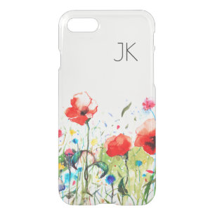 Spring flowers & red poppies watercolors iPhone SE/8/7 case
