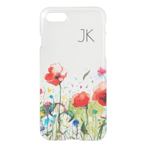 Spring flowers  red poppies watercolors iPhone SE87 case