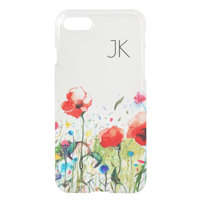 Spring flowers & red poppies watercolors uncommon iPhone case (Back)