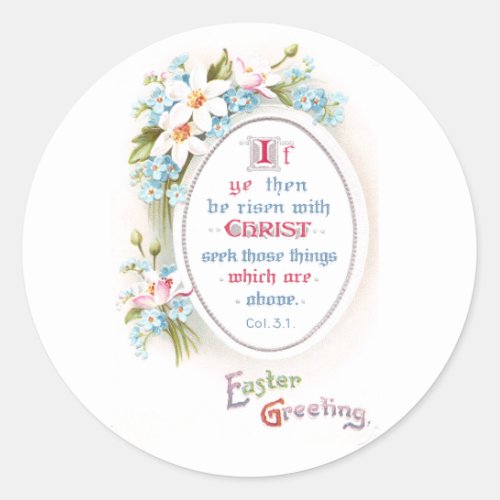 Spring Flowers Religious Vintage Easter Classic Round Sticker