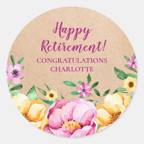 Spring Flowers Retirement Party Favor Tag