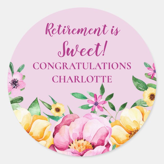 Spring Flowers Retirement Party Favor Tag (Front)