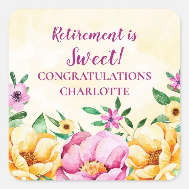 Spring Flowers Retirement Party Favor Tag (Front)