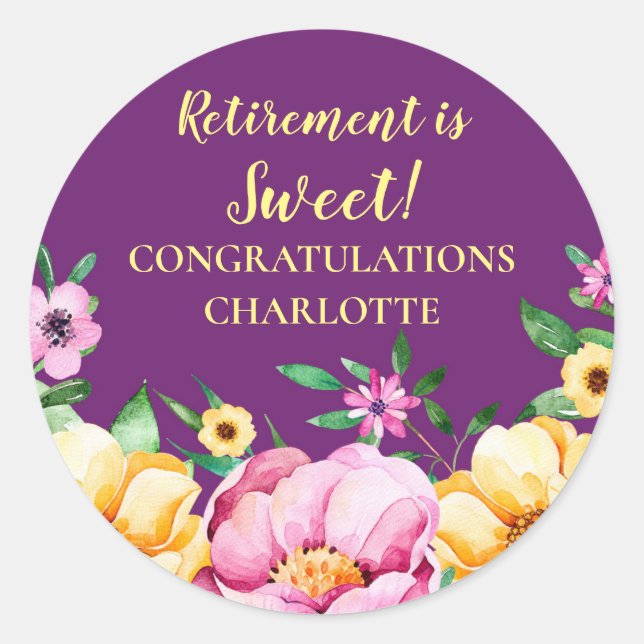 Spring Flowers Retirement Party Favor Tag (Front)