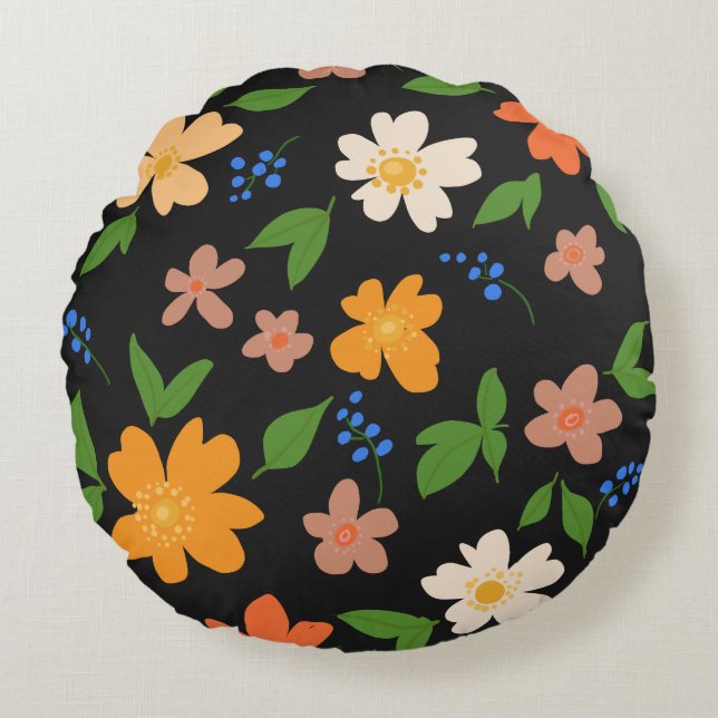 Spring flowers round pillow (Front)