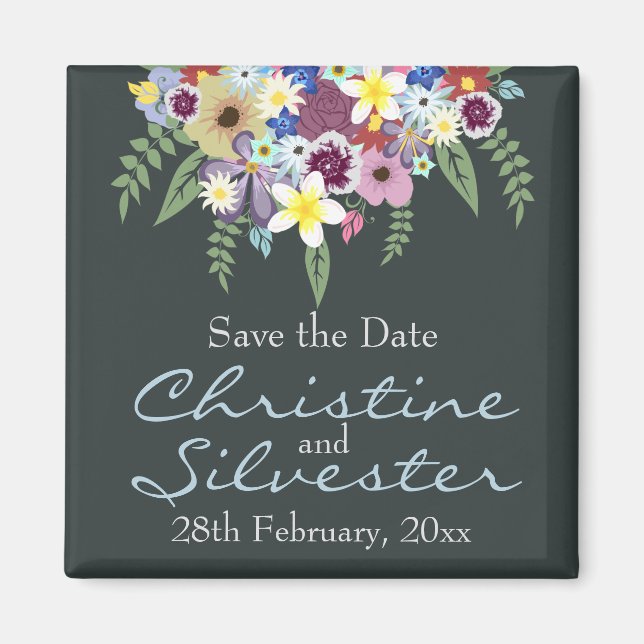 Spring Flowers, save the date Magnet (Front)