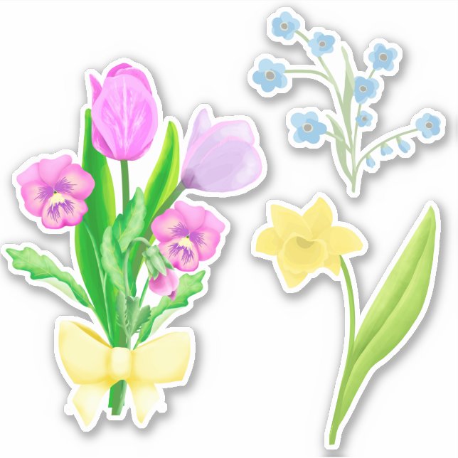 Spring Flowers Scrapbook Stationery Sticker (Front)
