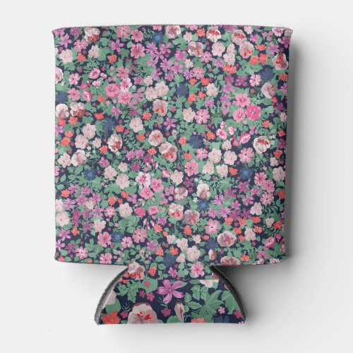 Spring flowers seamless plant print can cooler