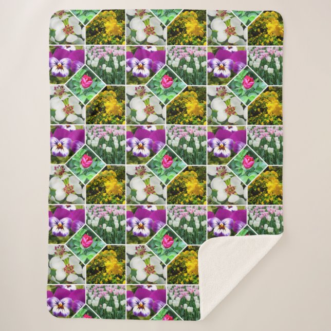 Spring Flowers Sherpa Blanket (Front)