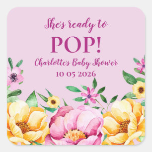 Spring Flowers She's Ready to Pop Baby Shower Tag