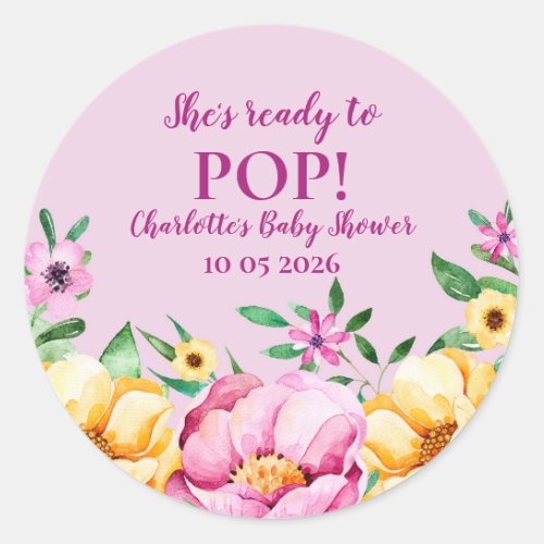 Spring Flowers Shes Ready to Pop Baby Shower Tag