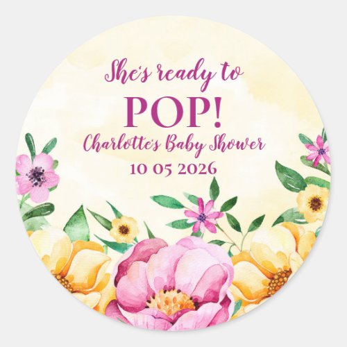 Spring Flowers Shes Ready to Pop Baby Shower Tag