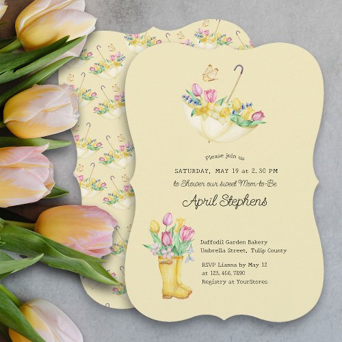 Spring Flowers Shower Mom_to_be Yellow Baby Shower Invitation
