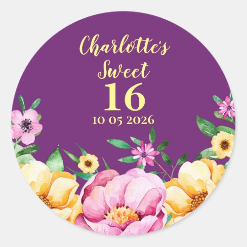 Spring Flowers Sweet 16 Favor Tag