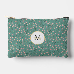 Spring Flowers teal & pink floral customized Accessory Pouch
