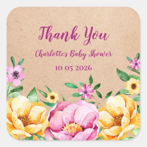 Spring Flowers Thank You Baby Shower Favor Tag