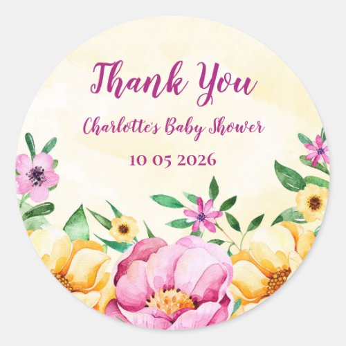 Spring Flowers Thank You Baby Shower Favor Tag