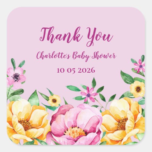 Spring Flowers Thank You Baby Shower Favor Tag