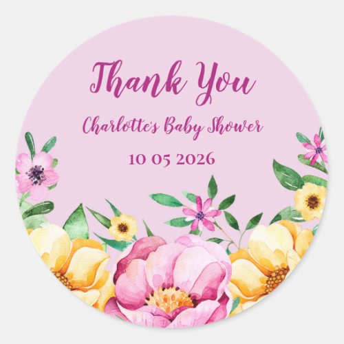 Spring Flowers Thank You Baby Shower Favor Tag