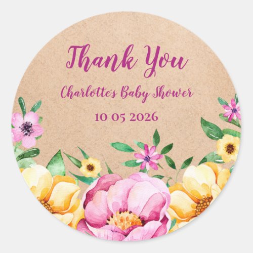 Spring Flowers Thank You Baby Shower Favor Tag