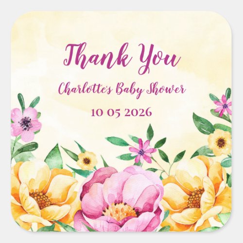 Spring Flowers Thank You Baby Shower Favor Tag