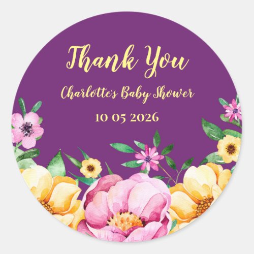 Spring Flowers Thank You Baby Shower Favor Tag