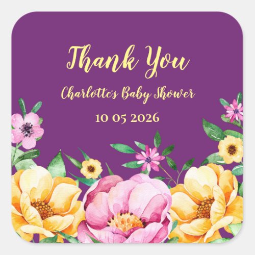 Spring Flowers Thank You Baby Shower Favor Tag