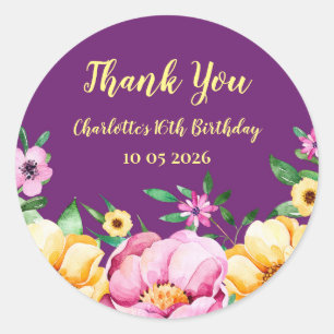 Spring Flowers Thank You Birthday Favor Tag